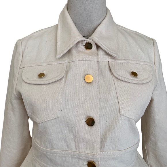 Co Brand Denim Avec Francois Girbaud Ivory A-Line Peplum Jacket Size Small - Picture 2 of 12